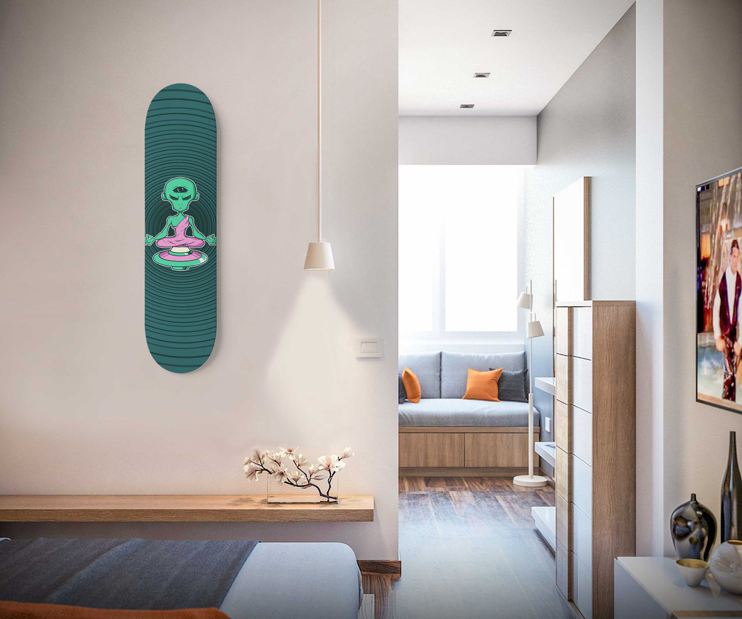 Alien Meditation Skateboard Wall Art