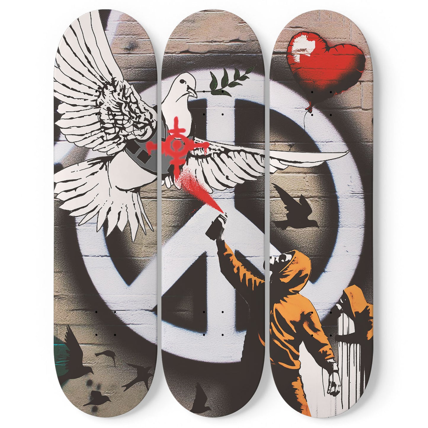Banksy Armored Dove of Peace 3 Deck Skateboard Wall Art: A Symbol of Artistic Protest