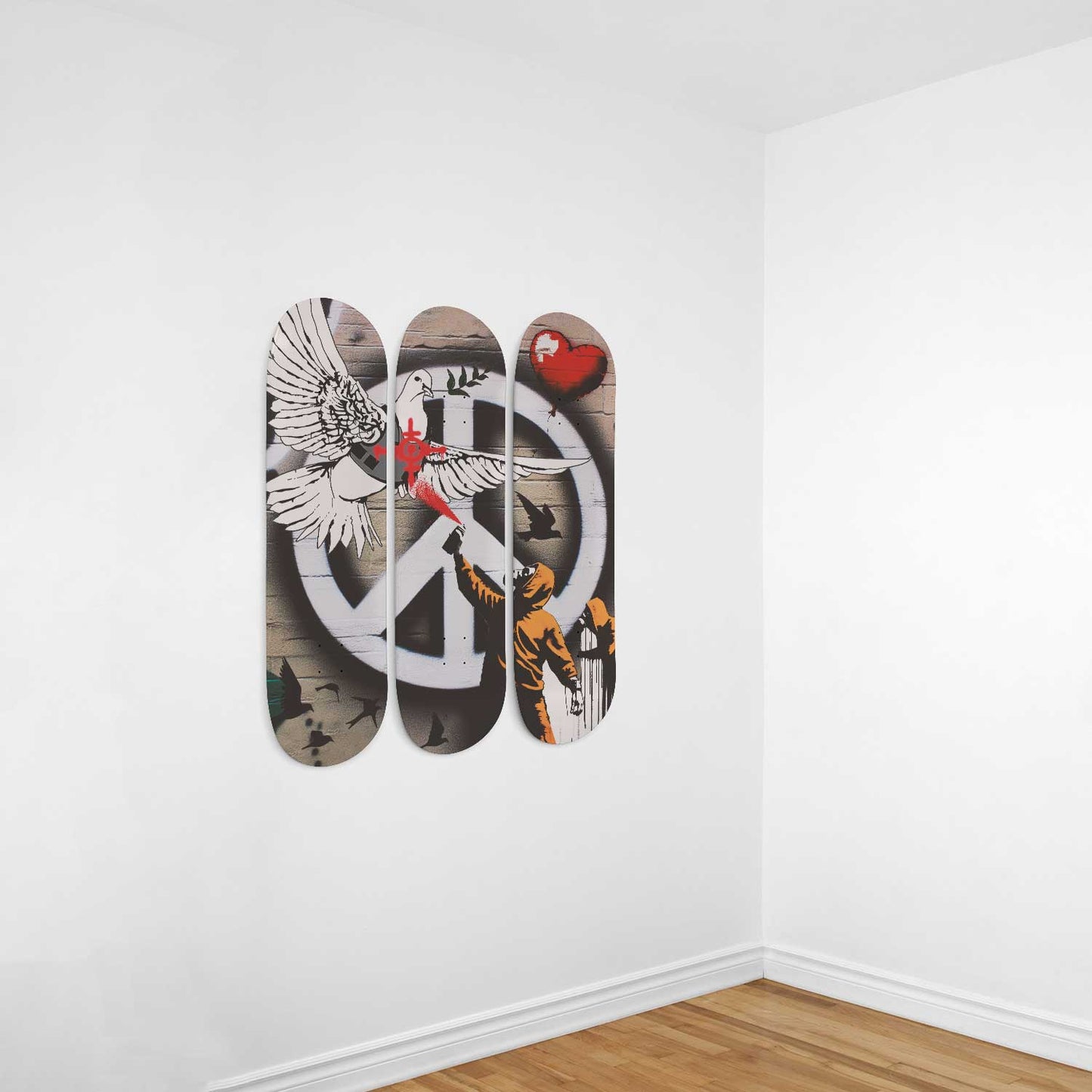 Banksy Armored Dove of Peace 3 Deck Skateboard Wall Art: A Symbol of Artistic Protest