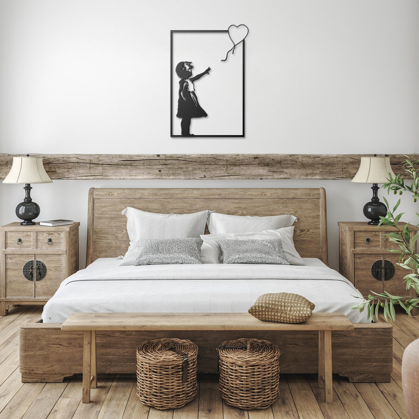 Bansky Girl with Balloon Metal Wall Art