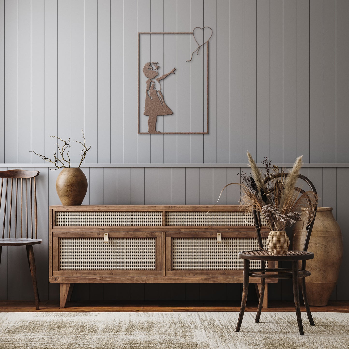 Bansky Girl with Balloon Metal Wall Art