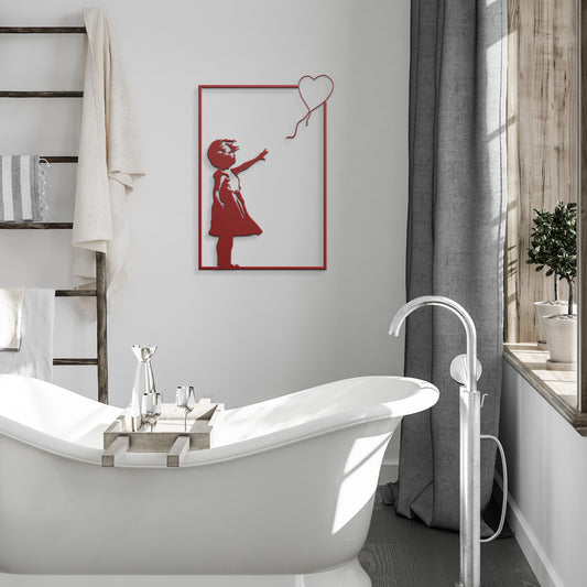 Bansky Girl with Balloon Metal Wall Art