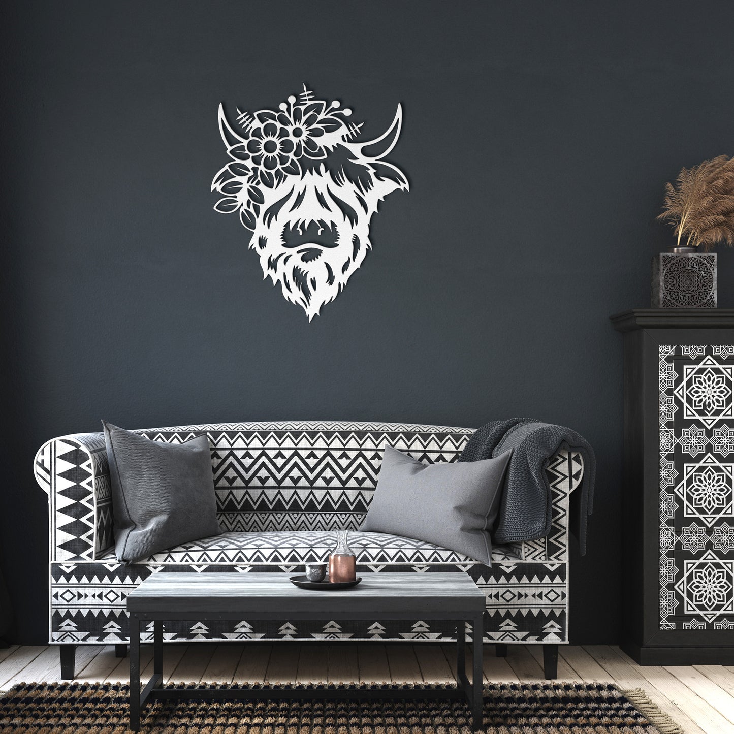 Beautiful Female Highlands Cow Metal Wall Art