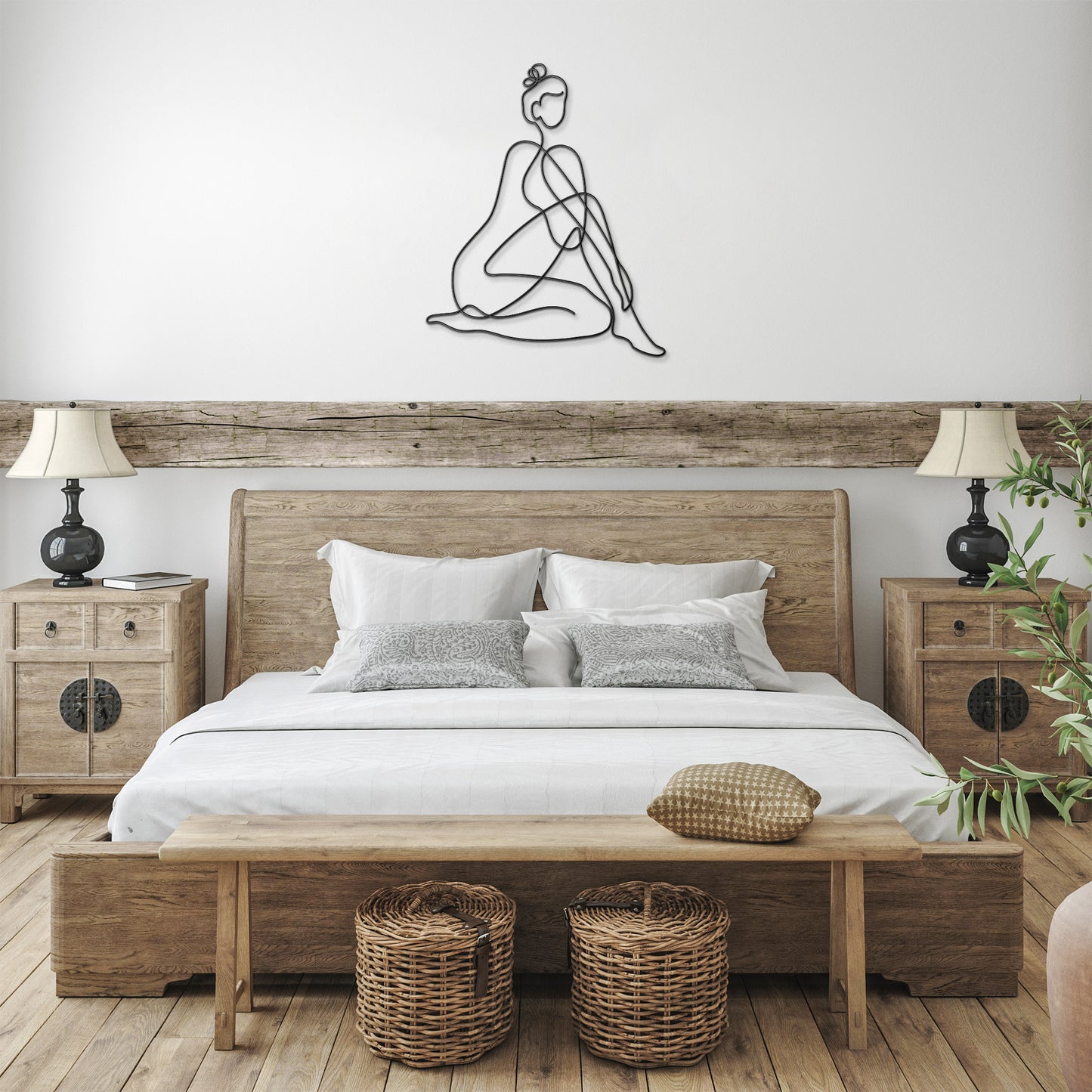 Beautiful Lady One Line Metal Wall Art
