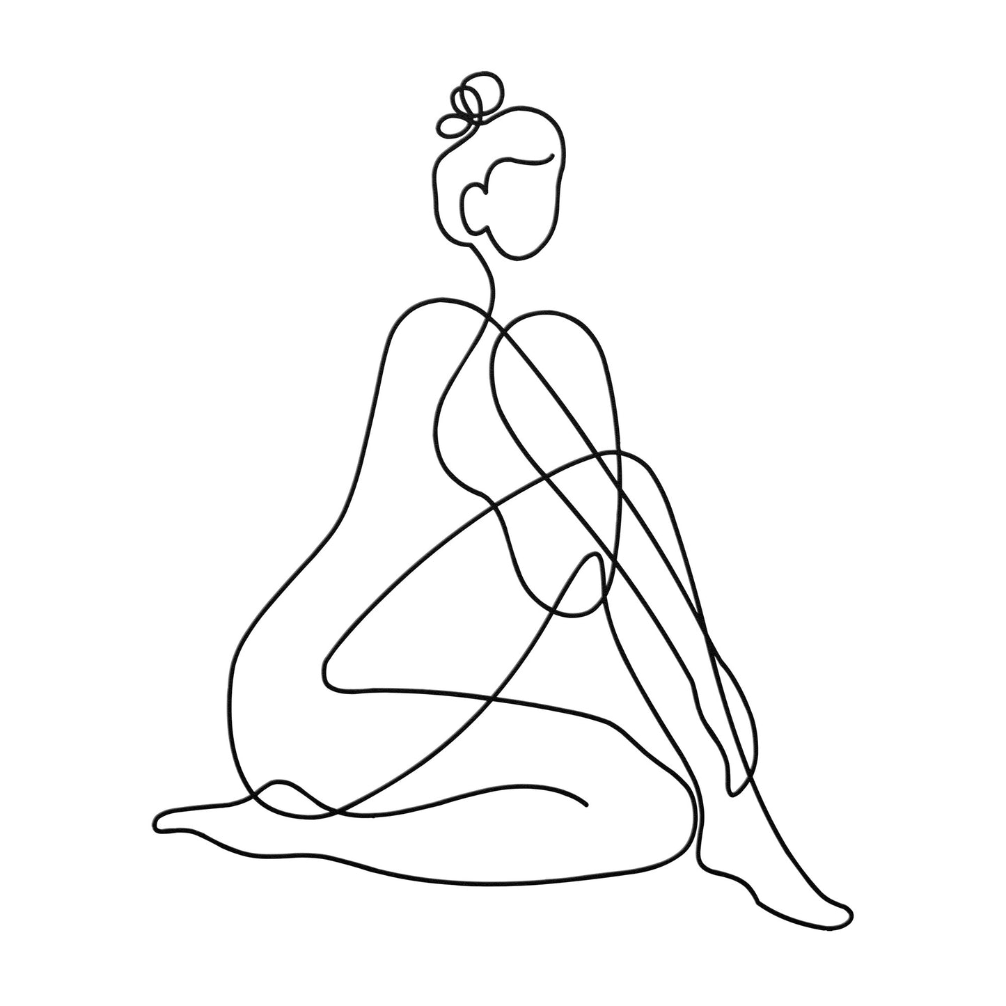 Beautiful Lady One Line Metal Wall Art