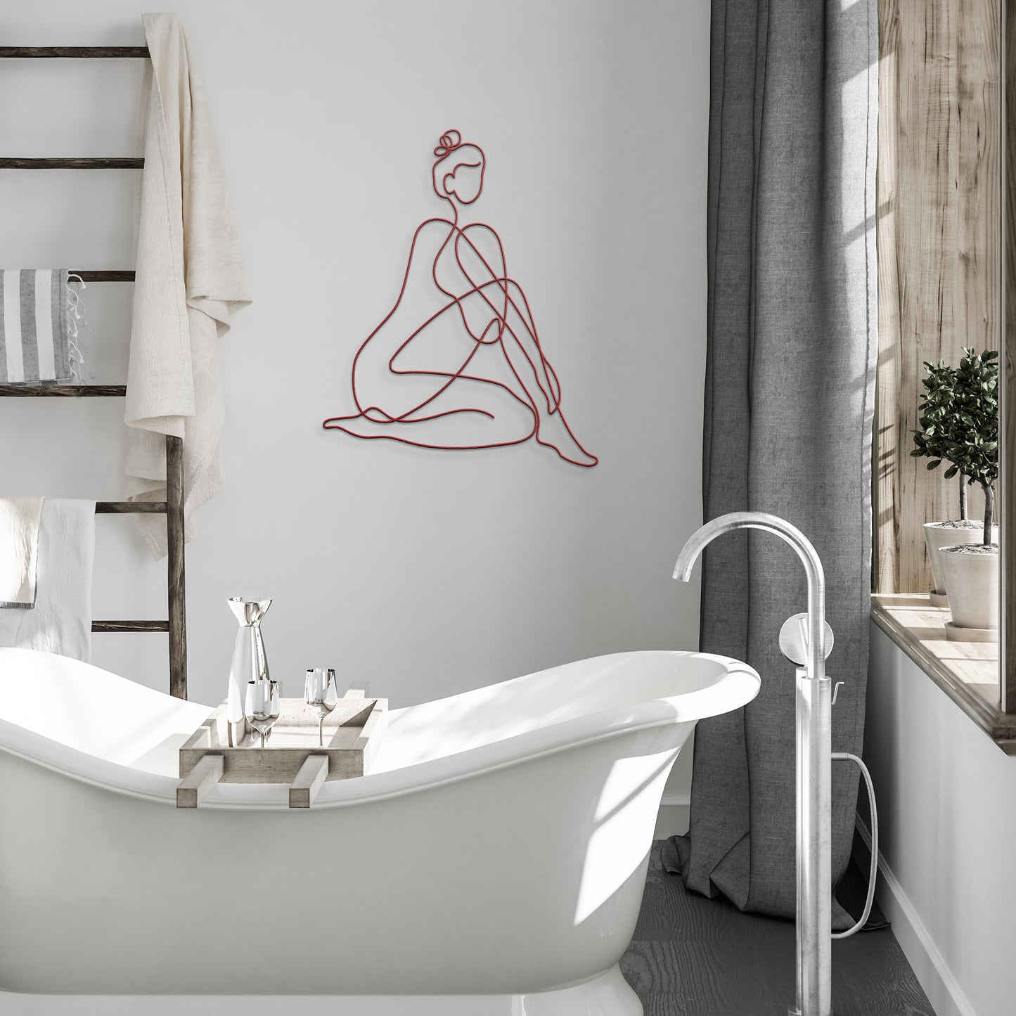 Beautiful Lady One Line Metal Wall Art