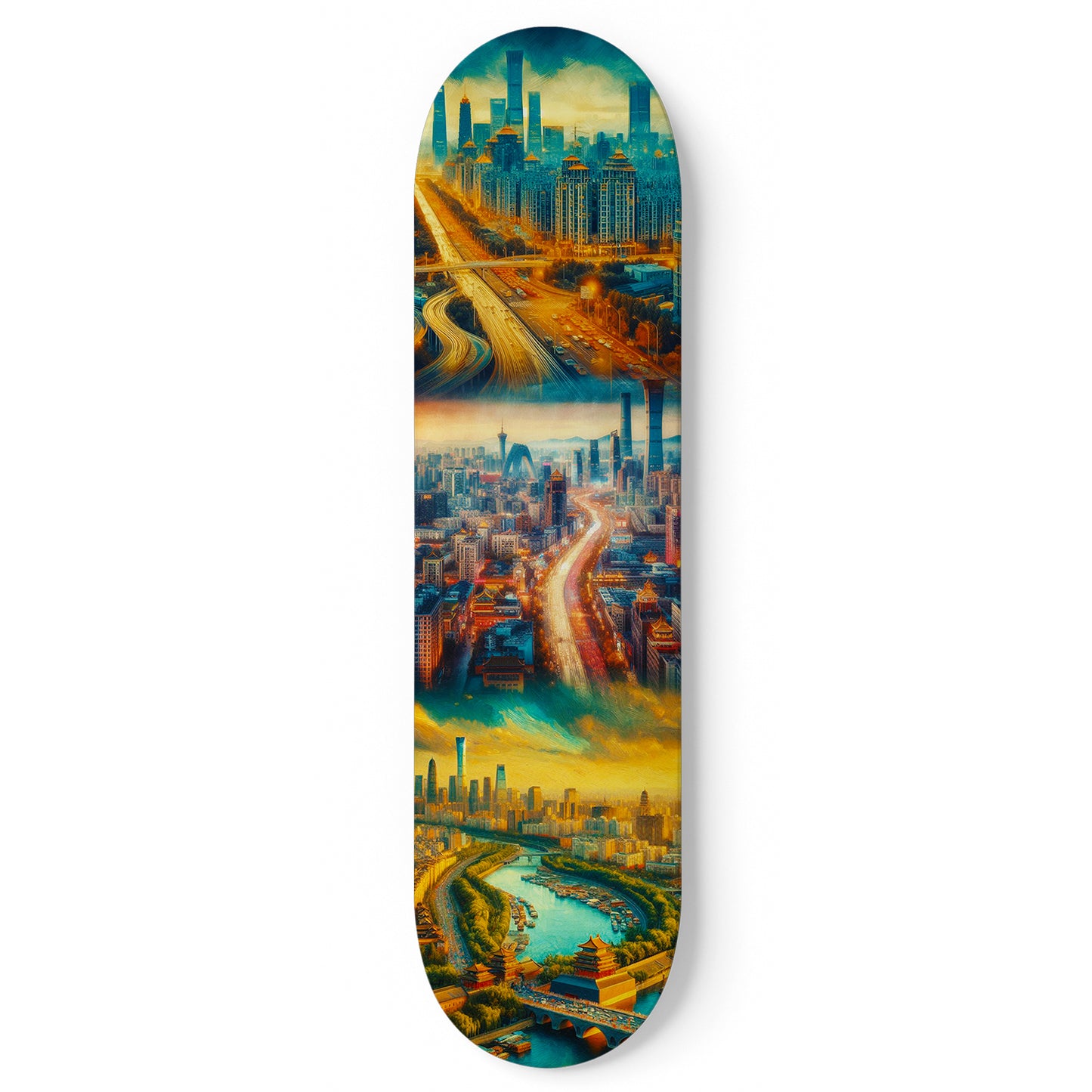 Beijing Cityscaper 1-Deck Skateboard Wall Art