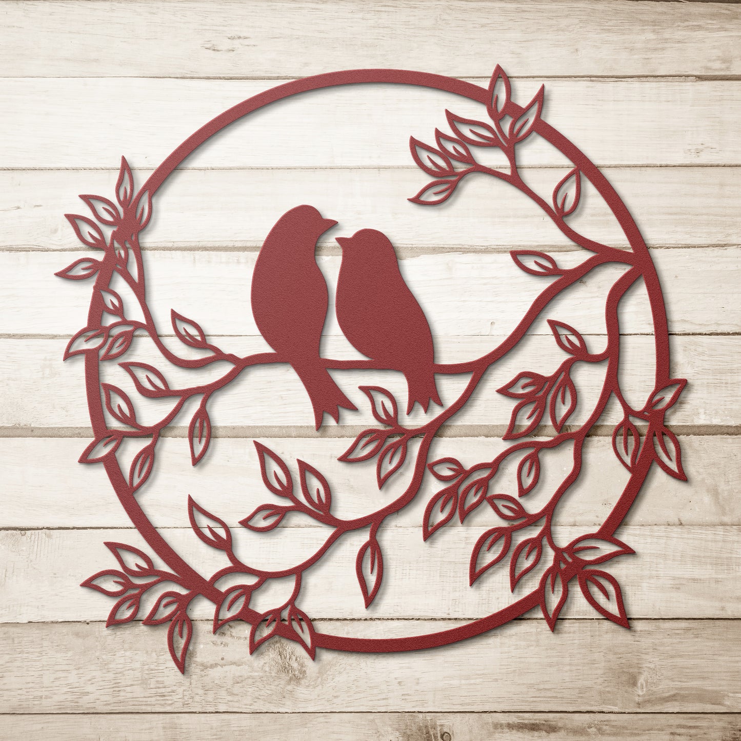 Bird Lovers on a Tree Branch Metal Wall Art