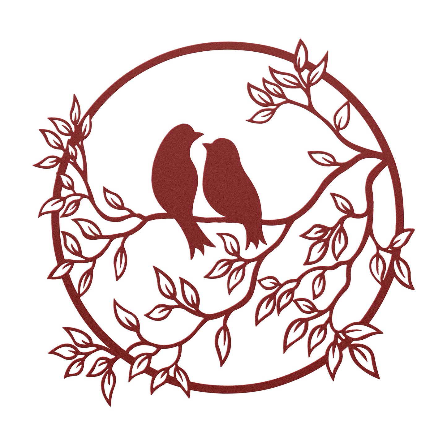 Bird Lovers on a Tree Branch Metal Wall Art