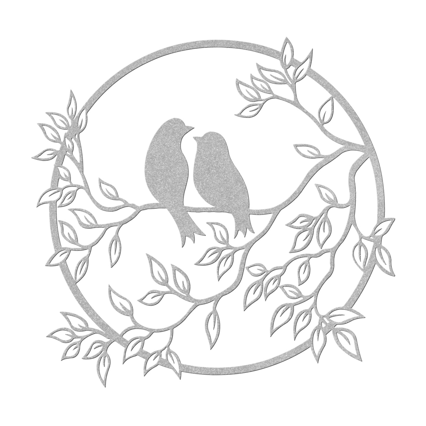 Bird Lovers on a Tree Branch Metal Wall Art