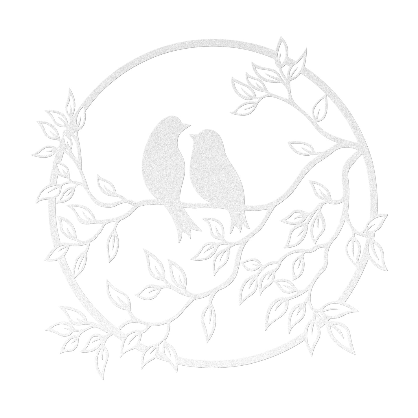 Bird Lovers on a Tree Branch Metal Wall Art