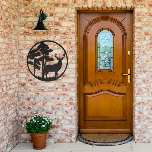 Buck in the Fall Forest Metal Wall Art