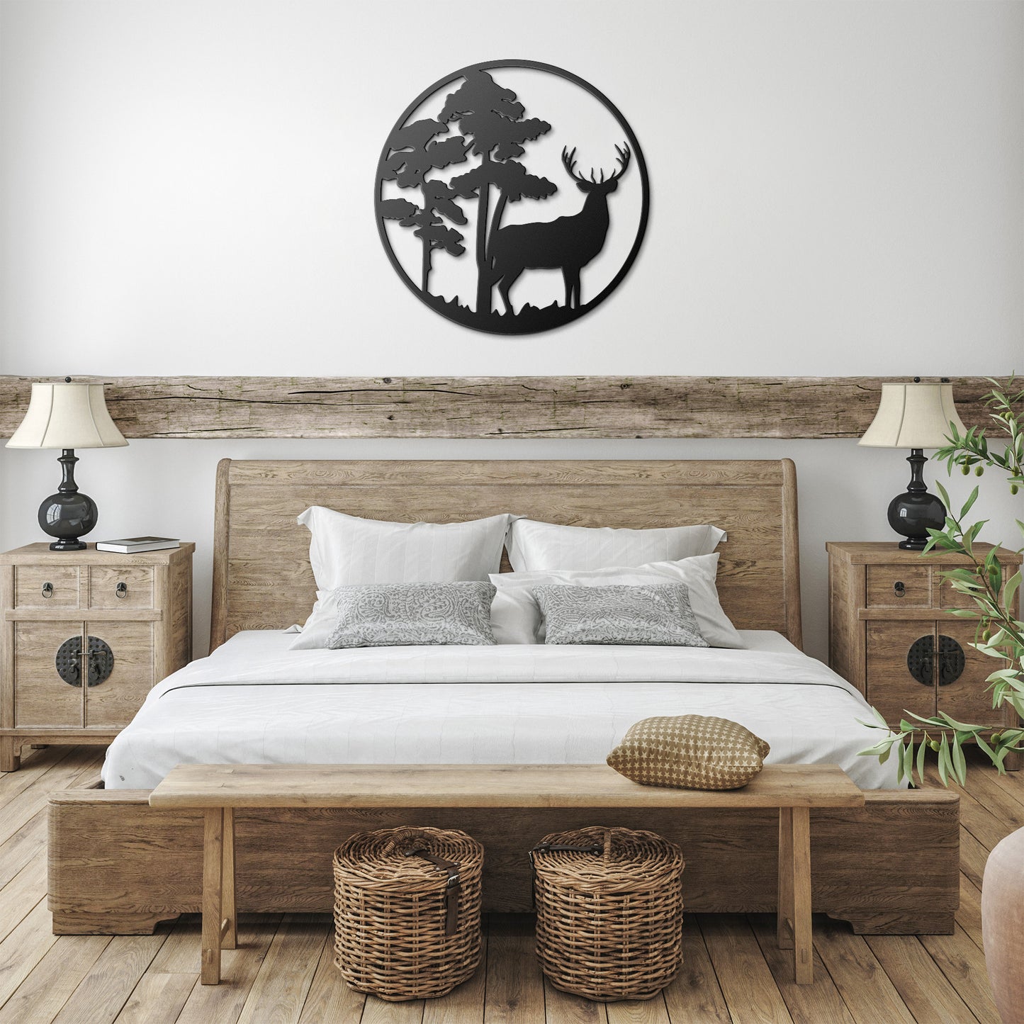 Buck in the Fall Forest Metal Wall Art