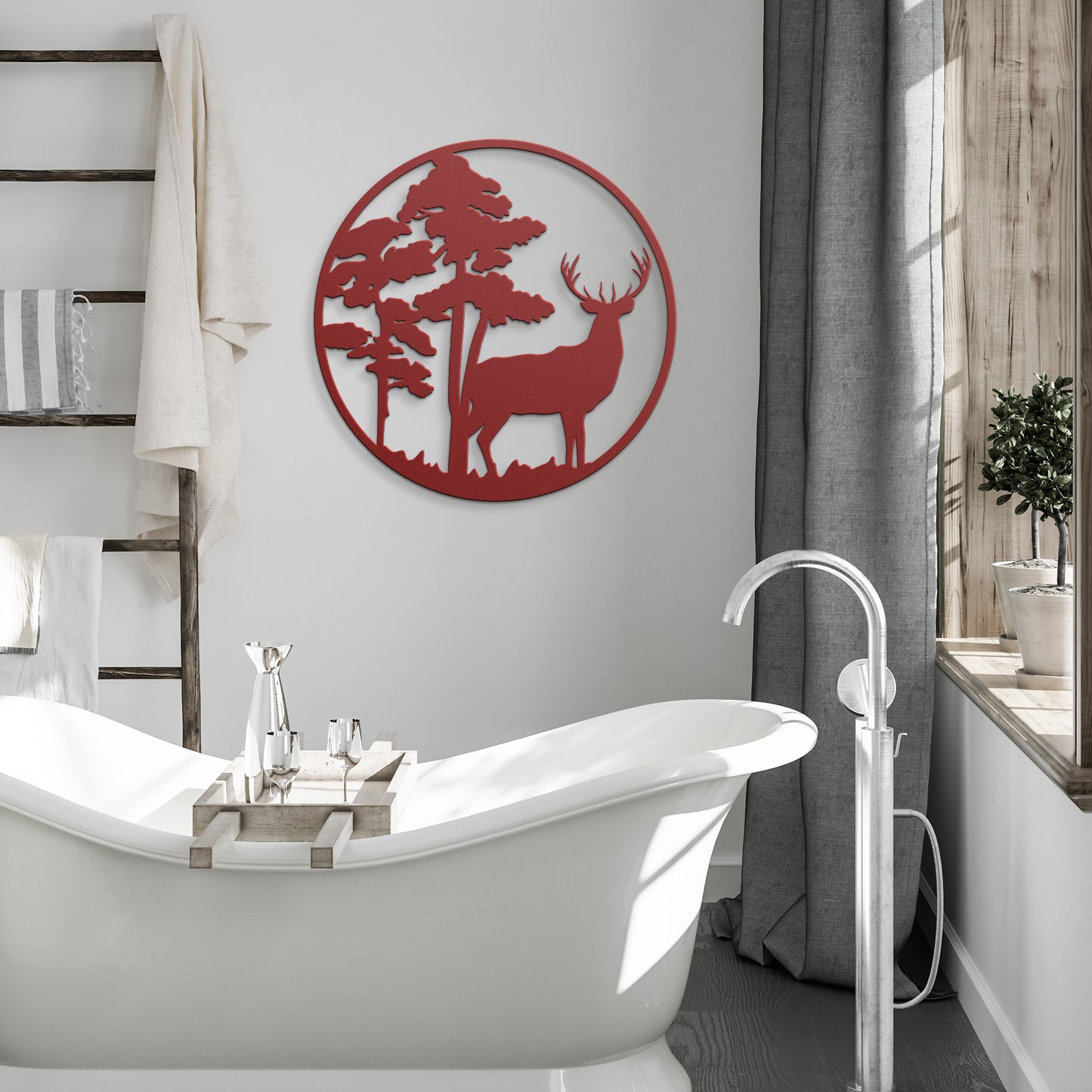 Buck in the Fall Forest Metal Wall Art