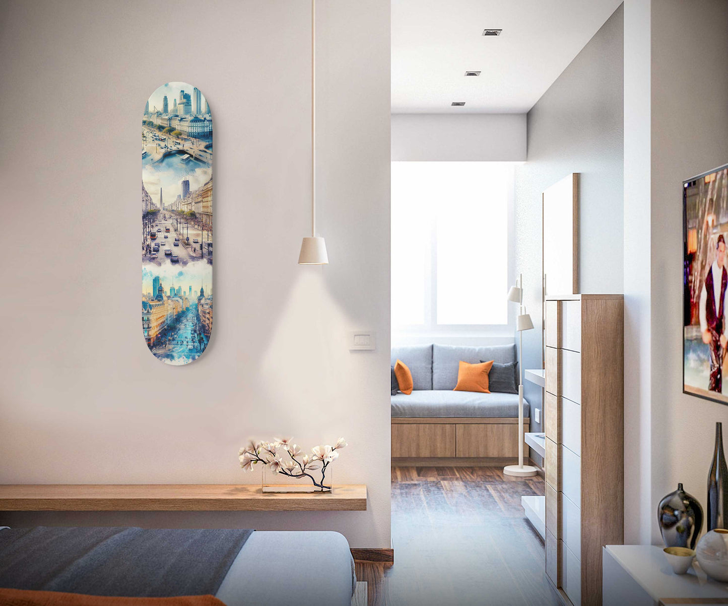 Buenos Aires  Cityscaper 1-Deck Skateboard Wall Art