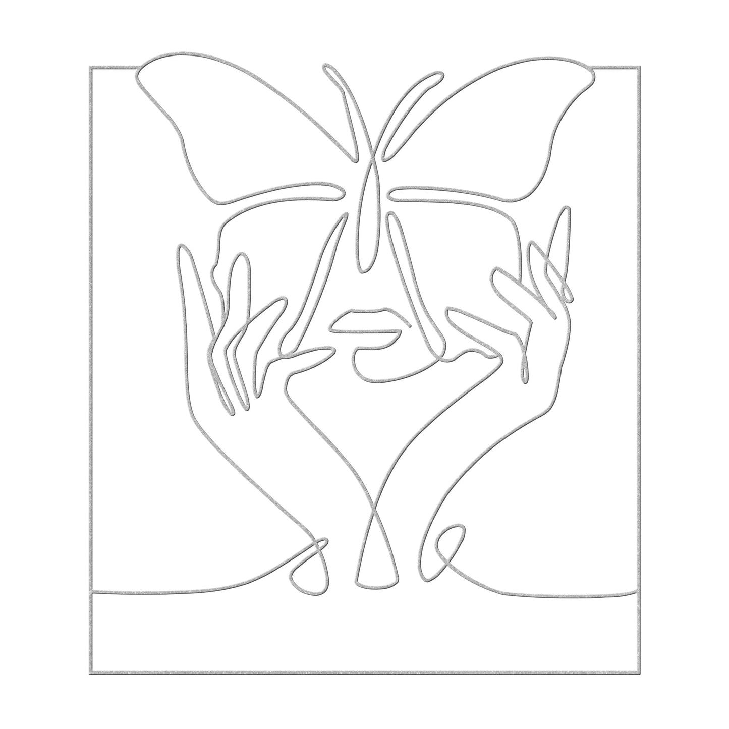 Butterfly Face Continuous Line Art Metal Wall Art