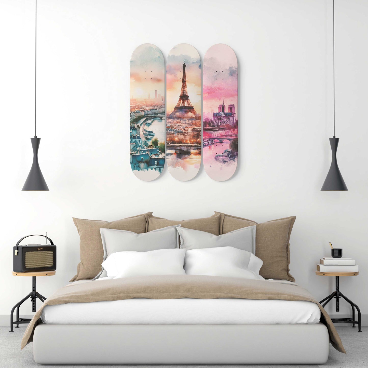 City Of Love  Cityscaper 3-Deck Skateboard Wall Art