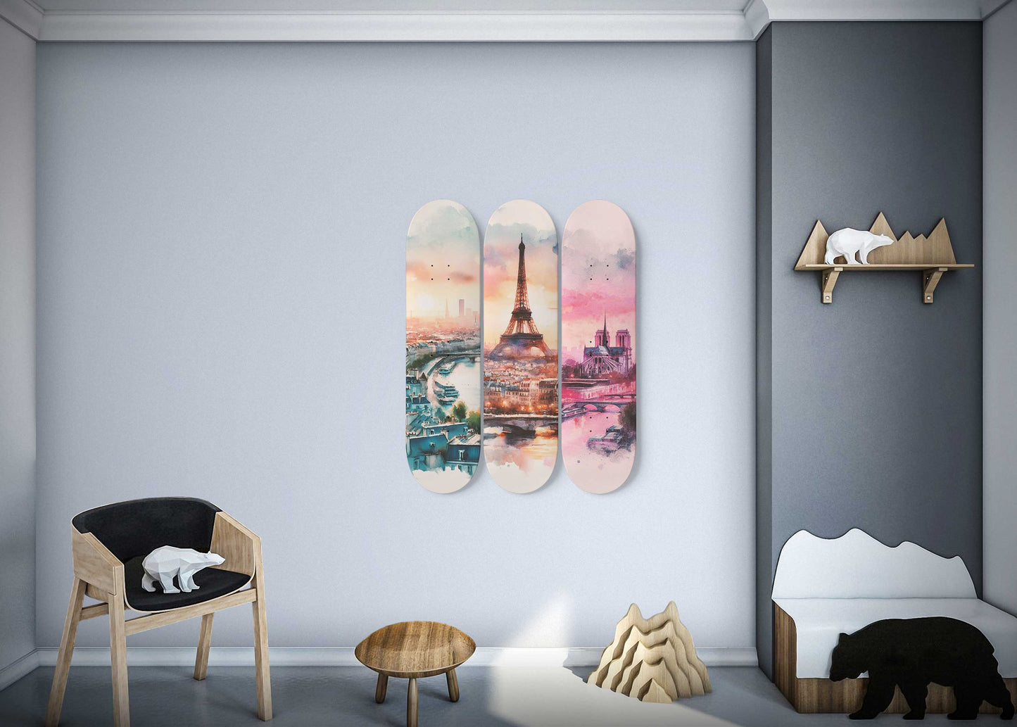 City Of Love  Cityscaper 3-Deck Skateboard Wall Art