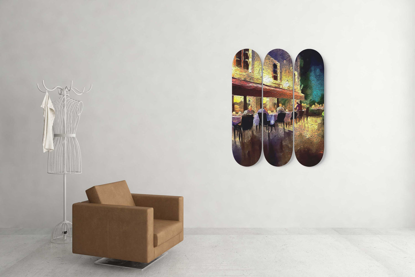 Van Gogh Cafe-Terrace 3-Deck Skateboard Wall Art: Unique, Elegant Design