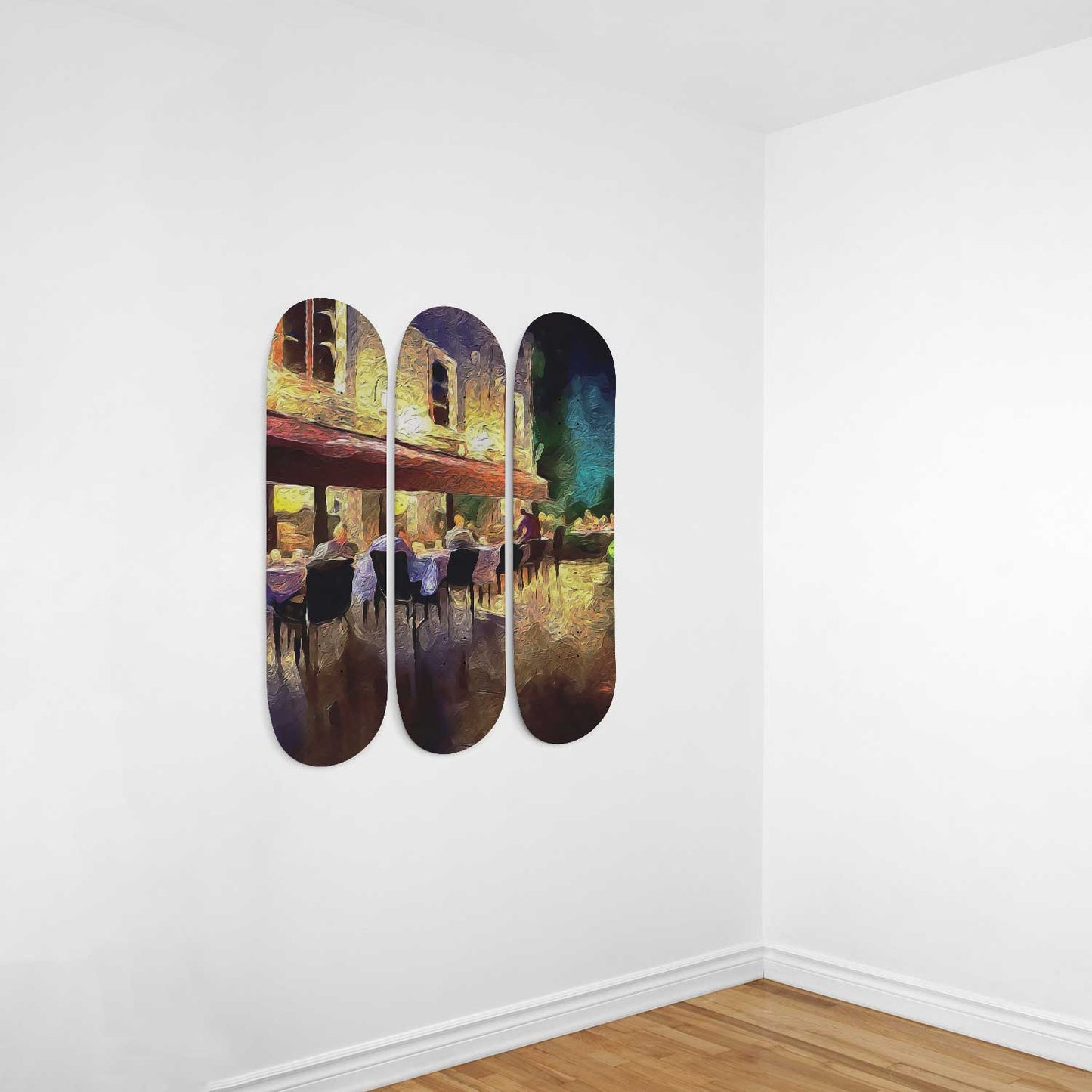Van Gogh Cafe-Terrace 3-Deck Skateboard Wall Art: Unique, Elegant Design