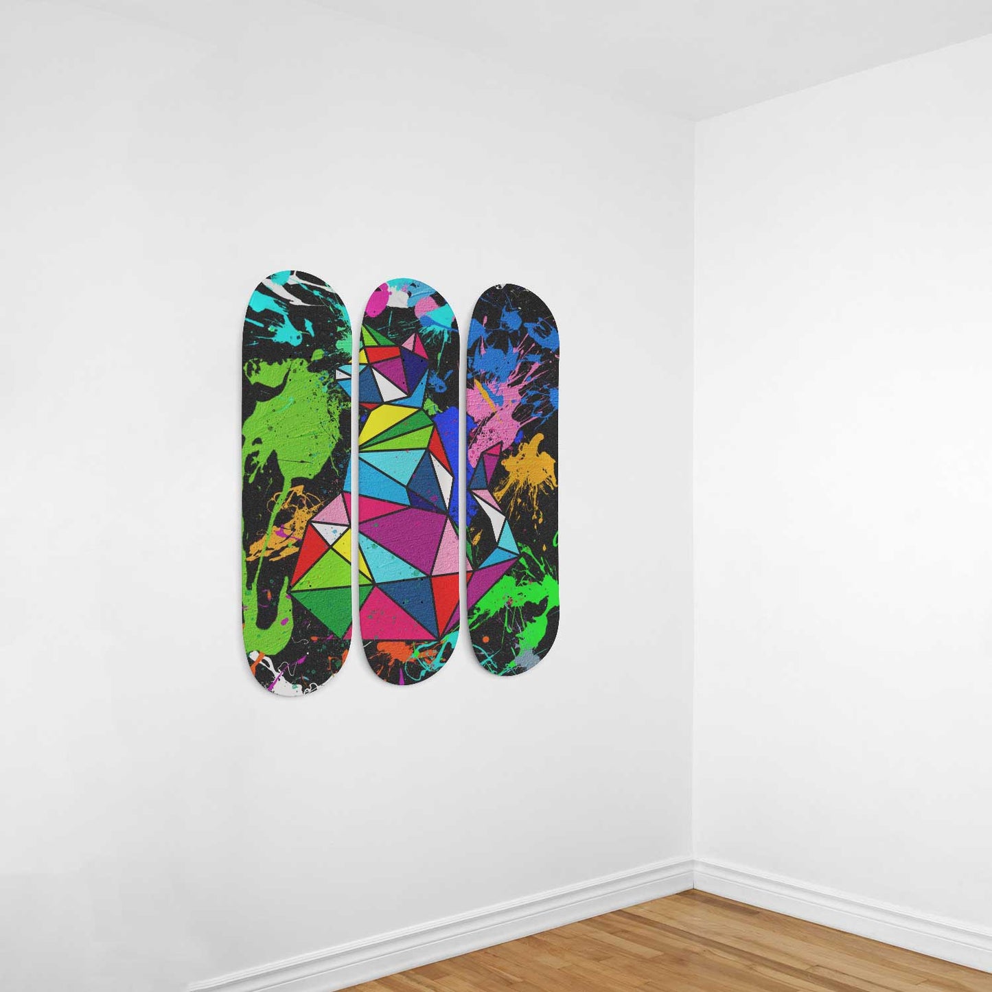Elegant Cat #1.0 3-Deck Skateboard Wall Art:Adorbale, Colorful Design