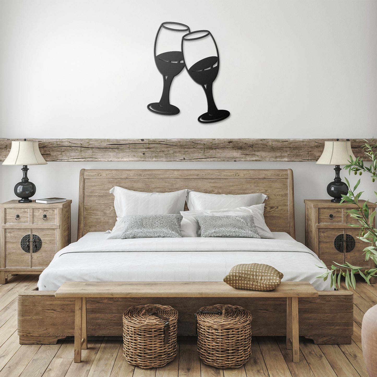 Couple Champagne Glass Metal Wall Art