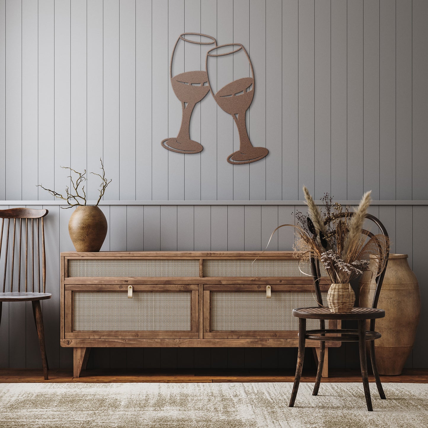Couple Champagne Glass Metal Wall Art