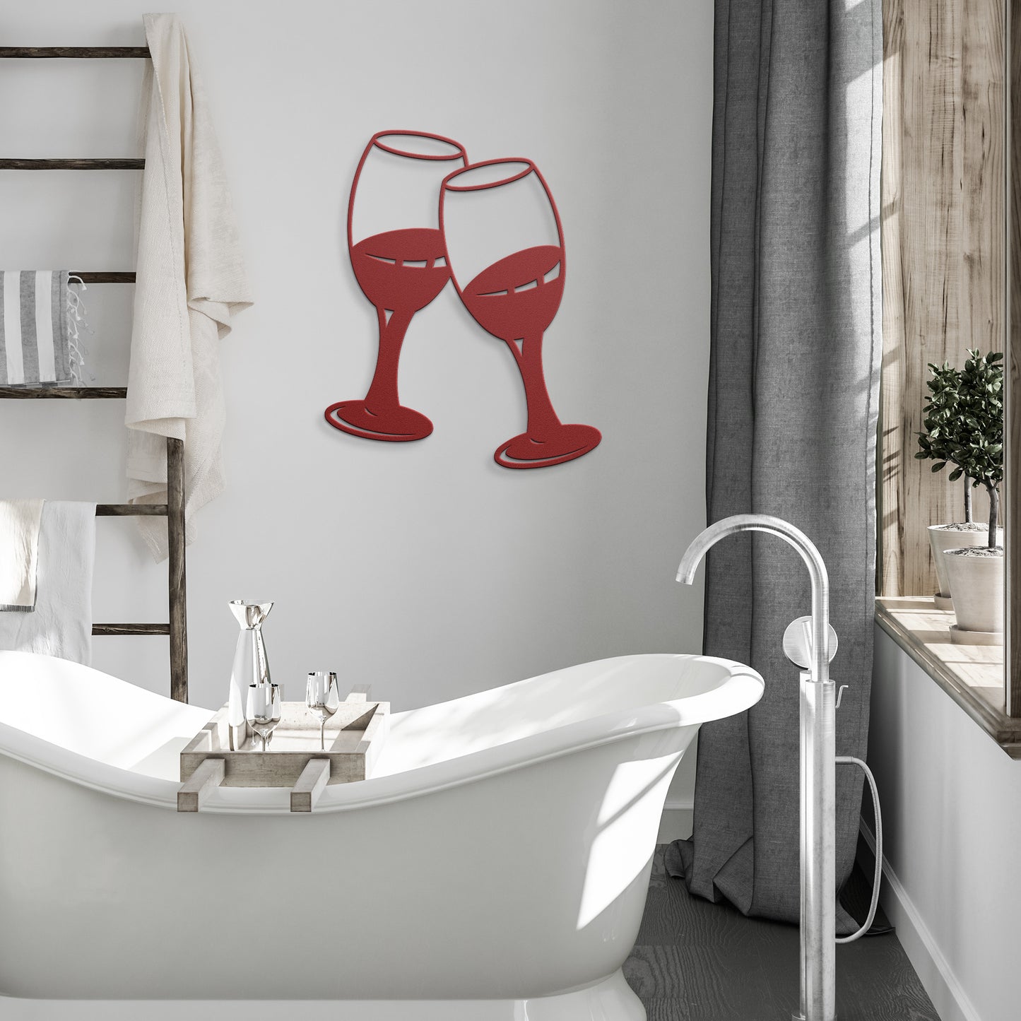 Couple Champagne Glass Metal Wall Art