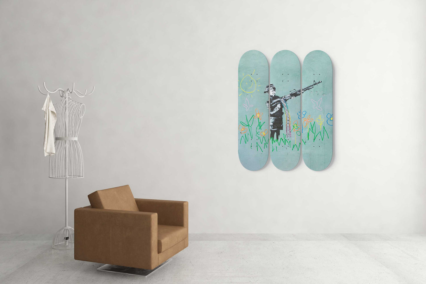Banksy Crayon-Boy 3-Deck Skateboard Wall Art