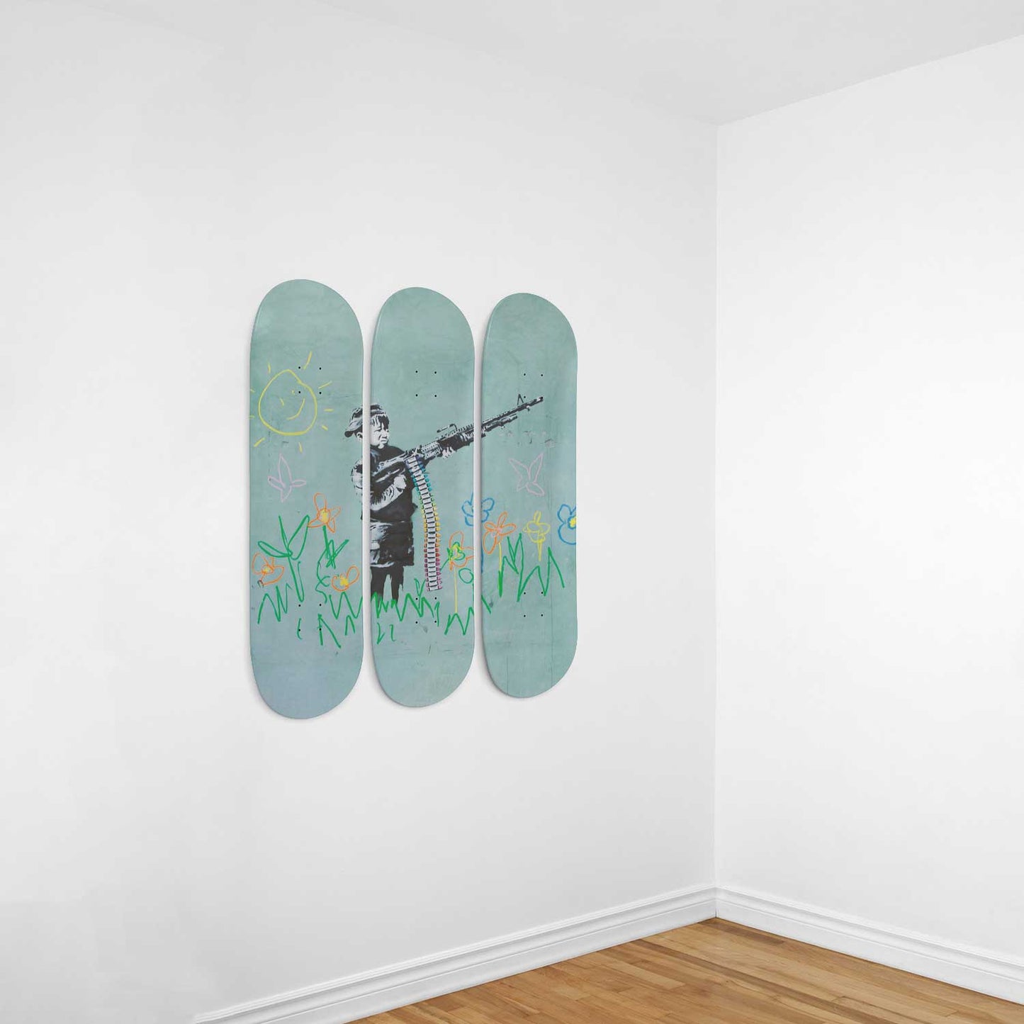 Banksy Crayon-Boy 3-Deck Skateboard Wall Art