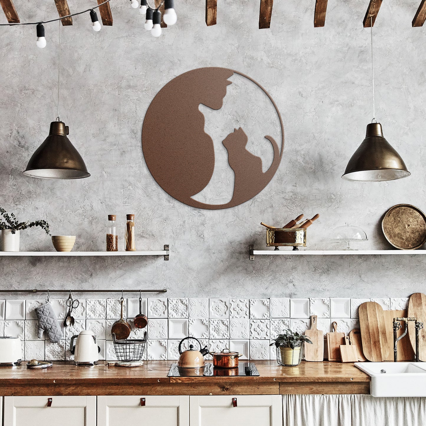 Cute Cat and Kitten Metal Wall Art