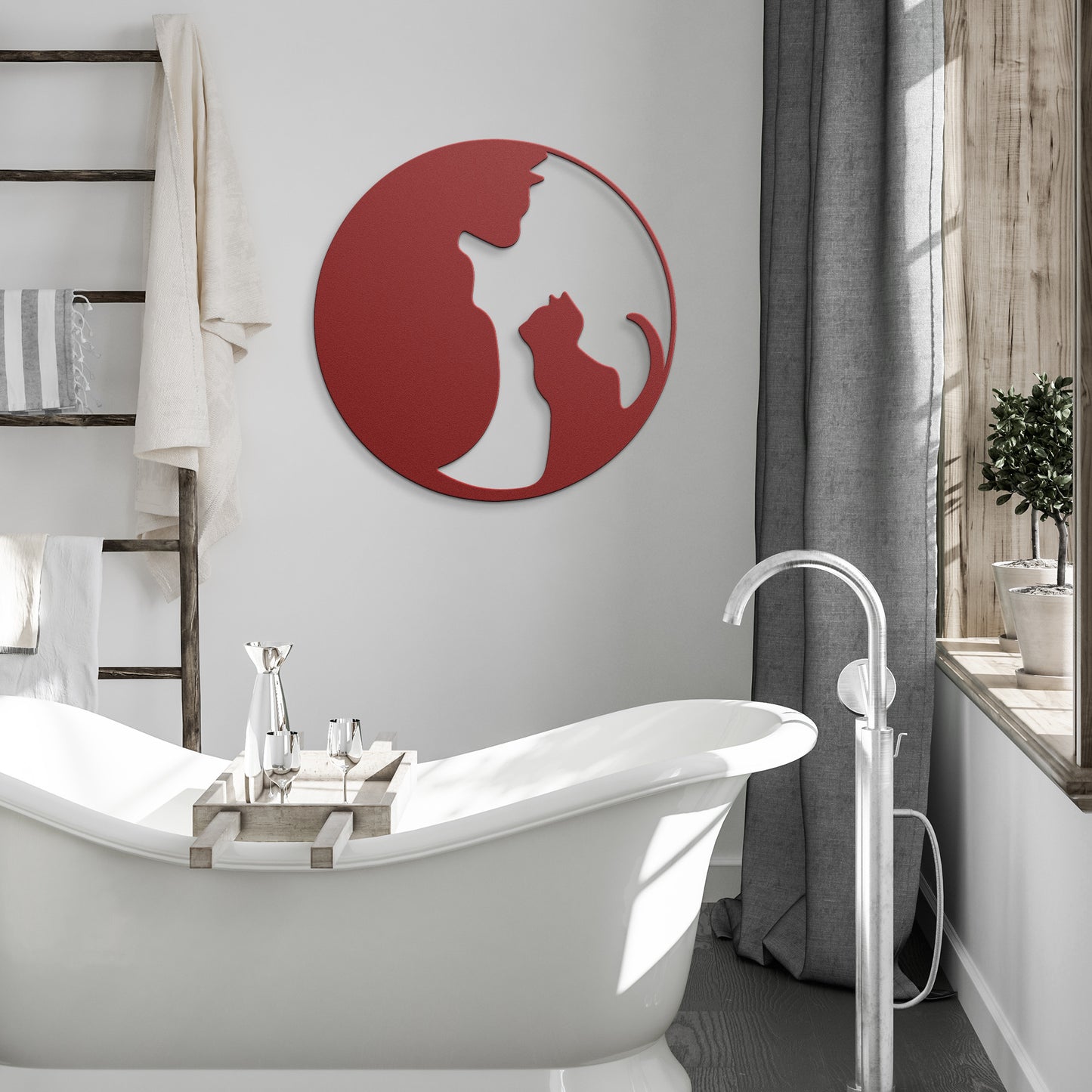 Cute Cat and Kitten Metal Wall Art