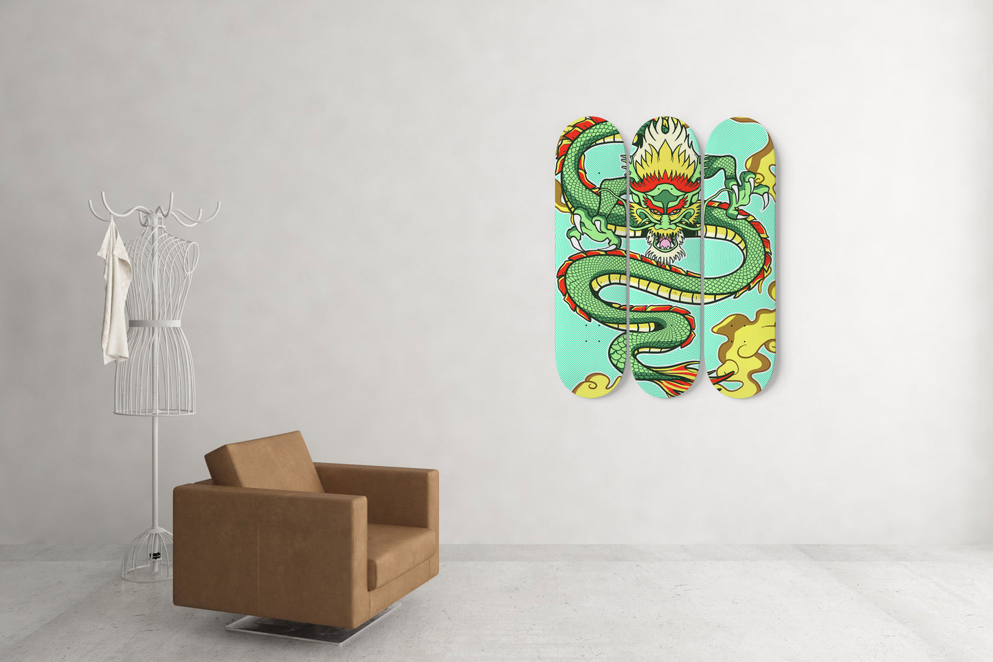 Dragon Shen long 3 Deck Skateboard Wall Art : Handcrafted Decor