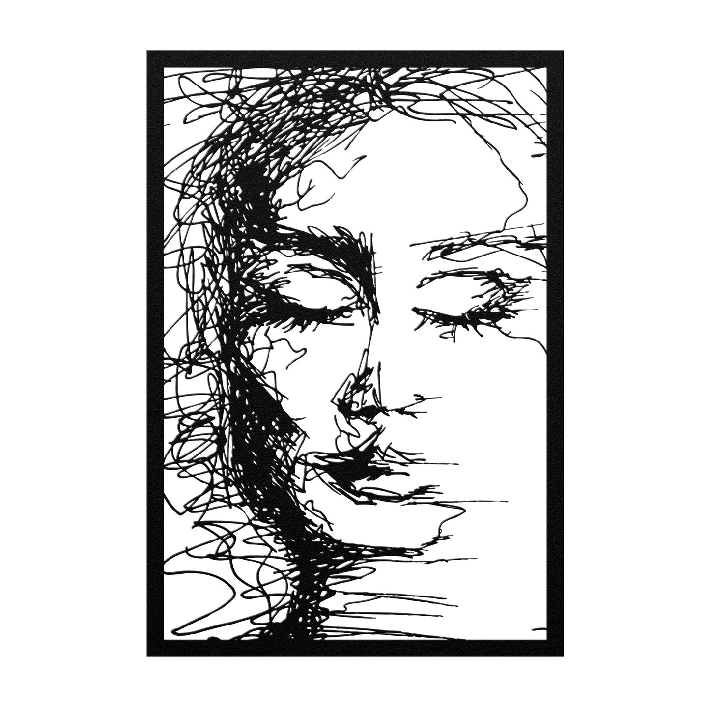 Emotional Woman Scribble Metal Wall Art