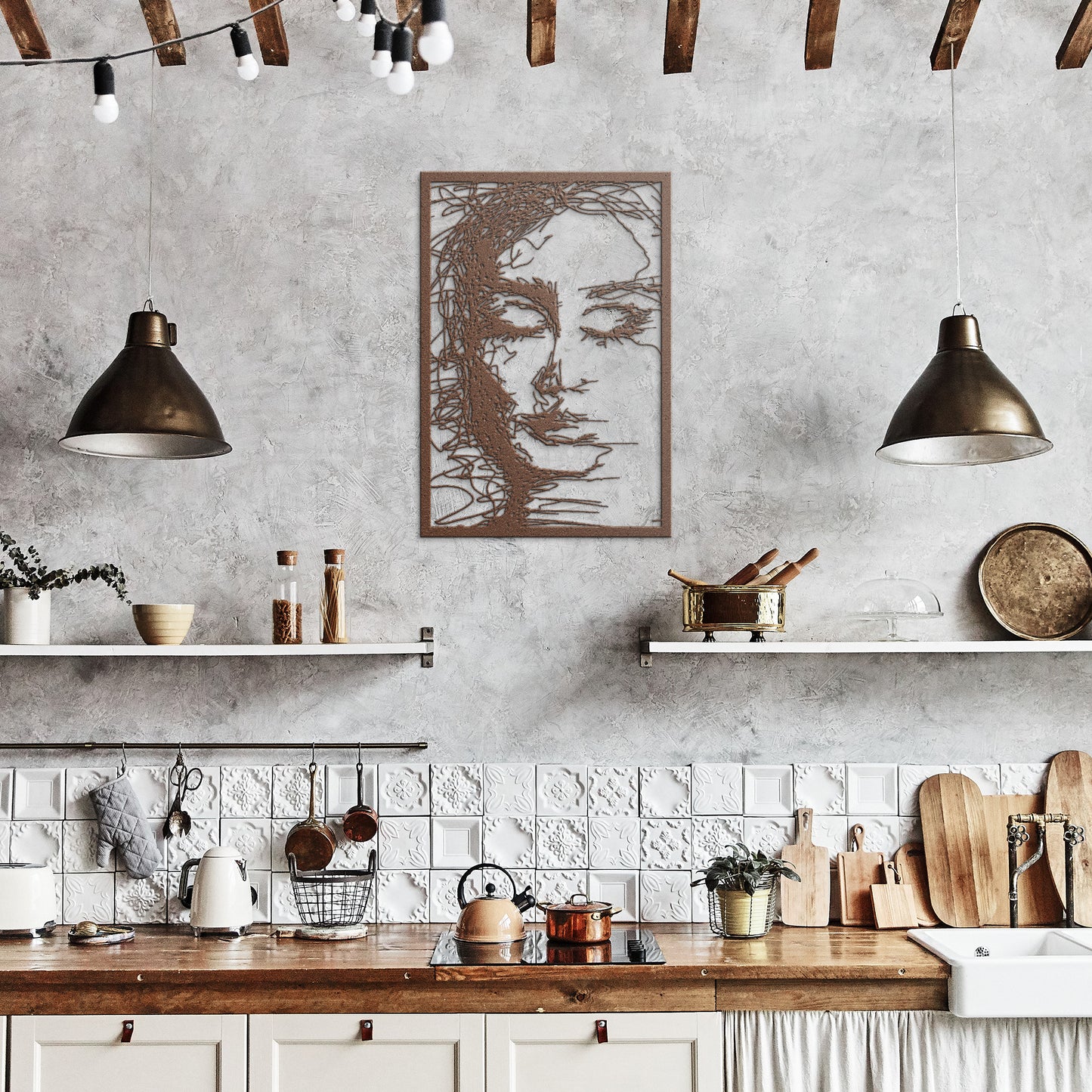 Emotional Woman Scribble Metal Wall Art