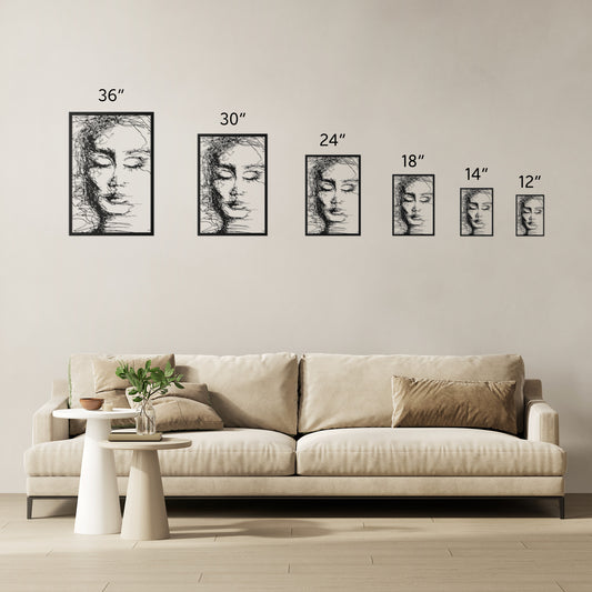 Emotional Woman Scribble Metal Wall Art