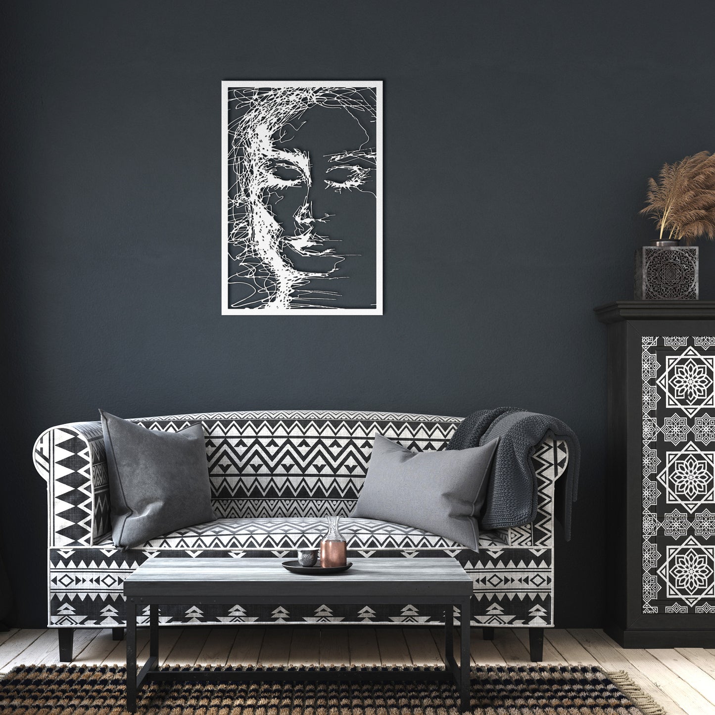 Emotional Woman Scribble Metal Wall Art