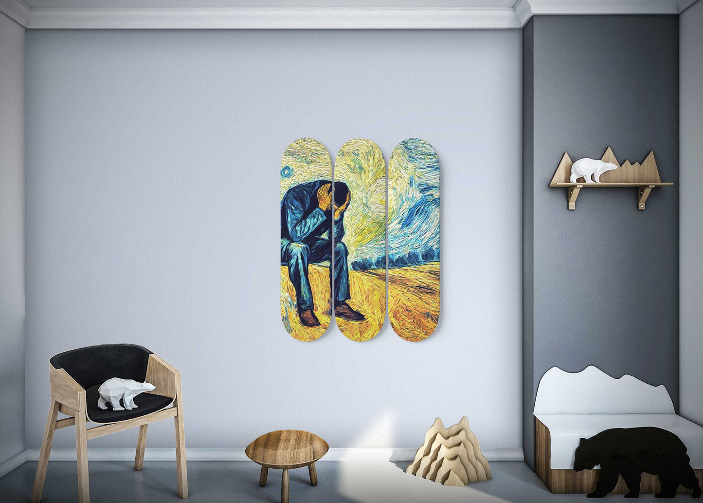 Van Gogh Eternity's Gate 3-Deck Skateboard Wall Art: A Glimpse into the Artist's Soul