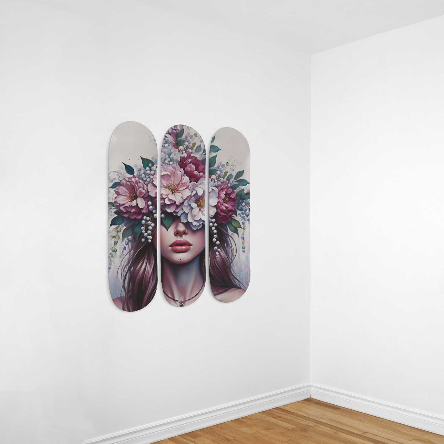 Flower Lady #2.0 3-Deck Skateboard Wall Art