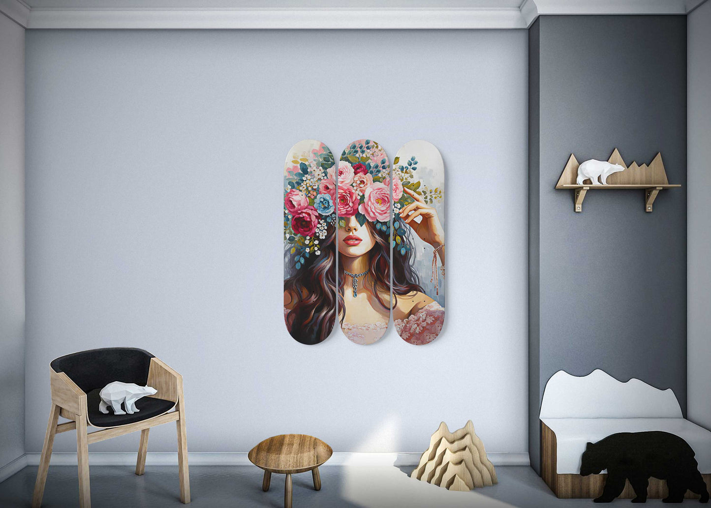Flower Lady #3.0 3-Deck Skateboard Wall Art