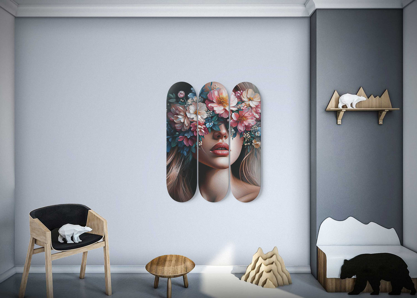 Flower Lady #4.0 3-Deck Skateboard Wall Art