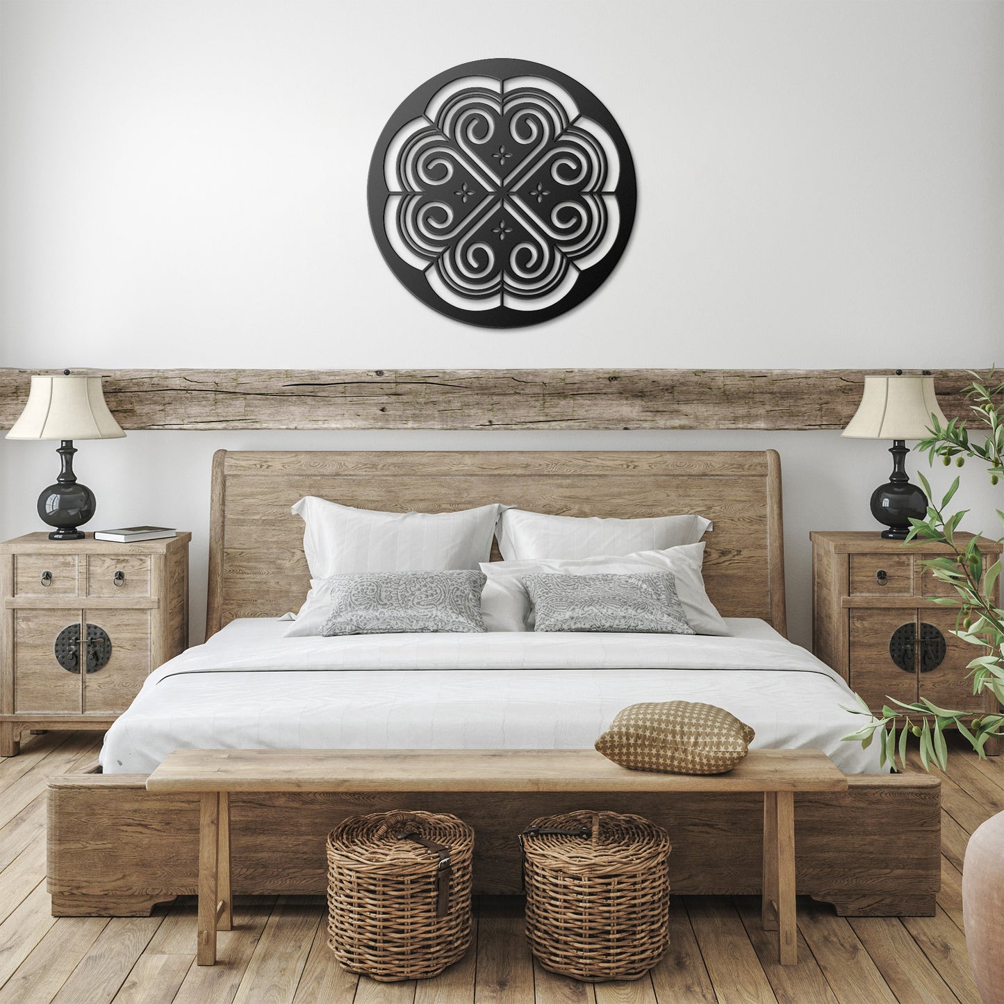Flower Hmong Pattern Metal Wall Art