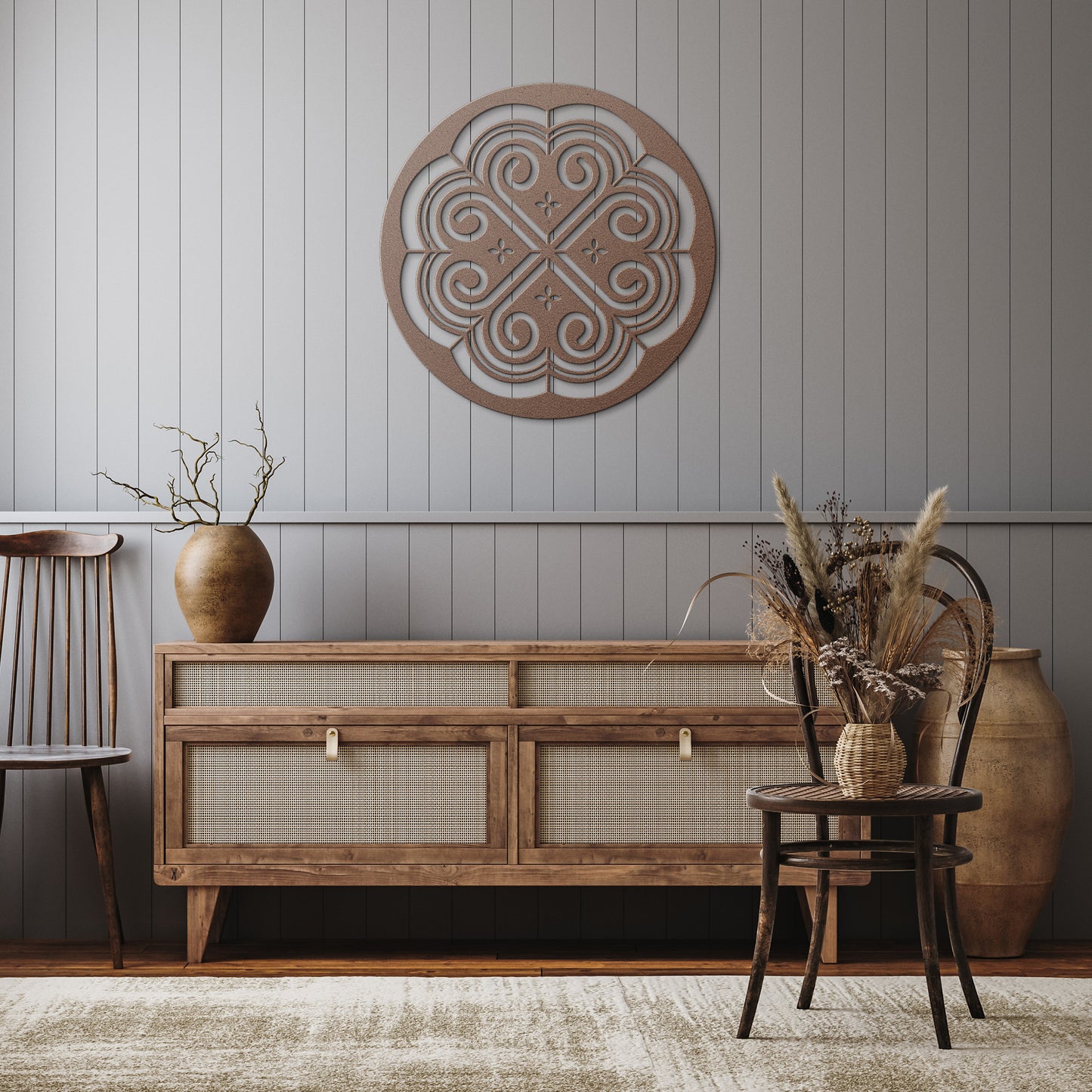 Flower Hmong Pattern Metal Wall Art