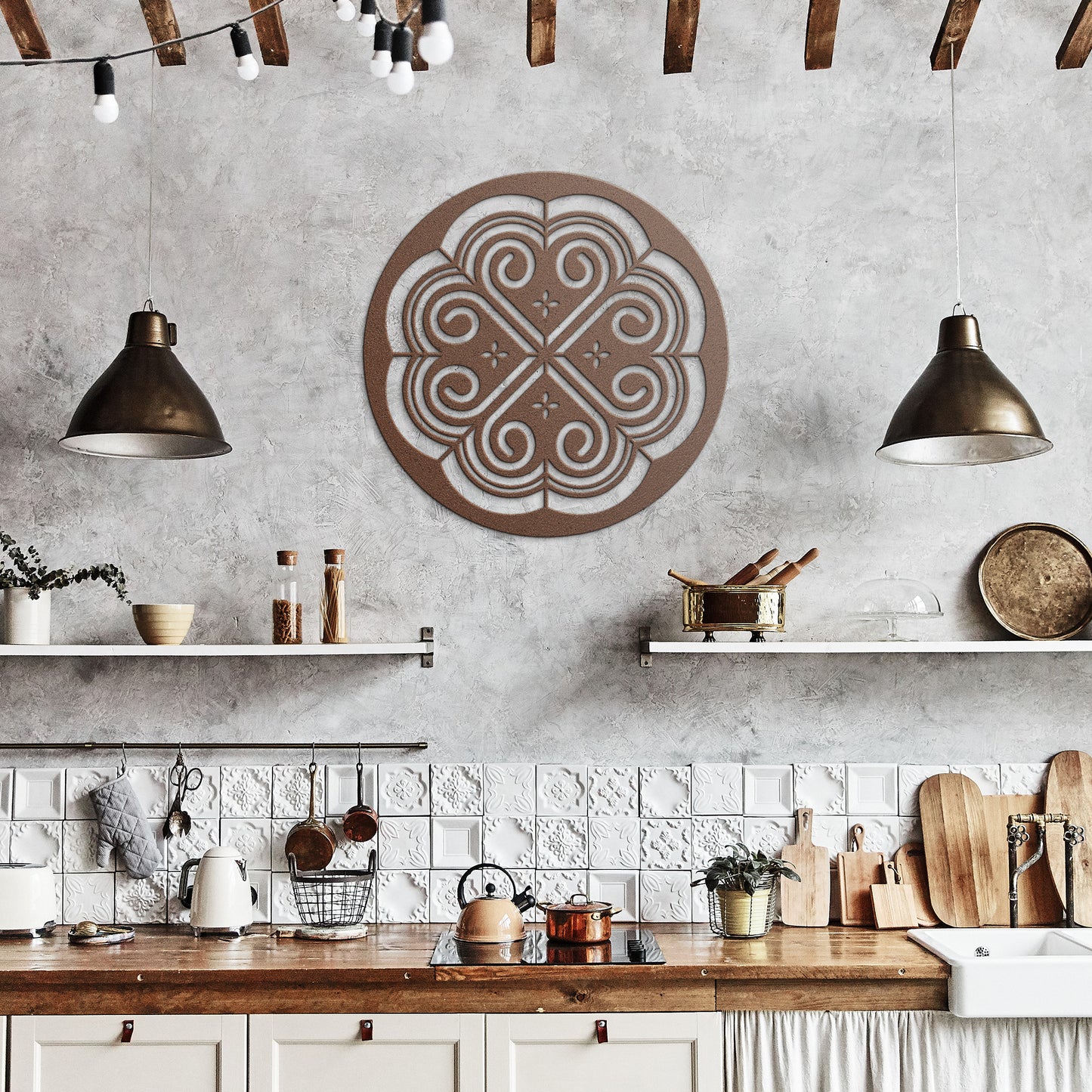 Flower Hmong Pattern Metal Wall Art