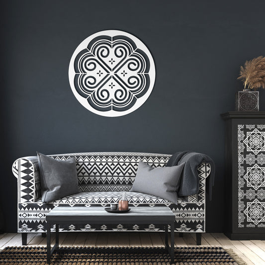 Flower Hmong Pattern Metal Wall Art
