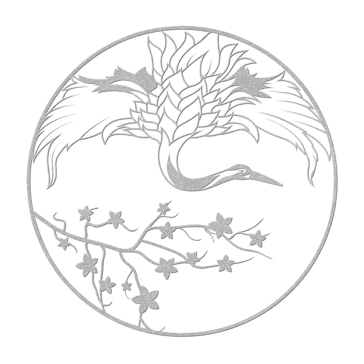 Flying Japanese Crane Metal Wall Art