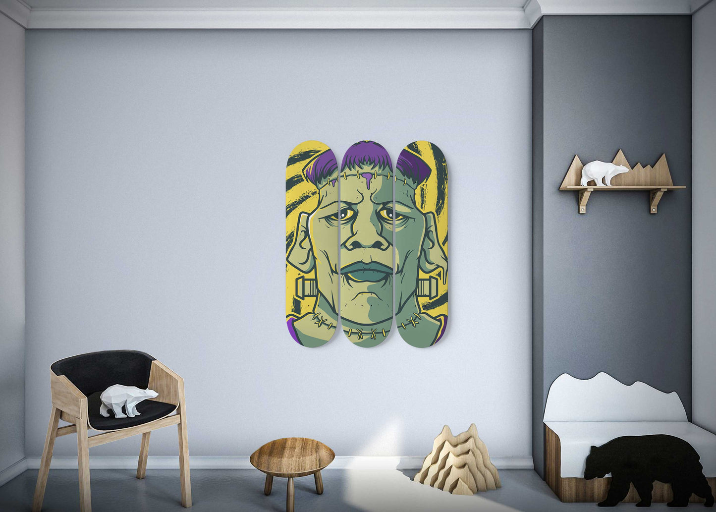 Frankie Vibes 3 Deck Skateboard Wall Art