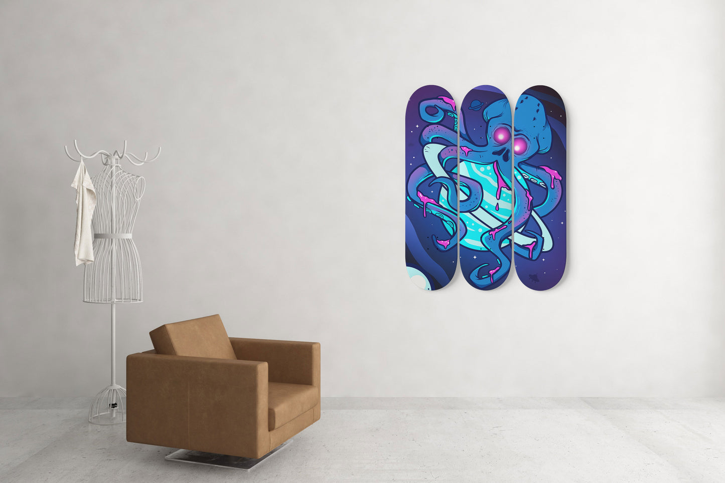 Galactic Tentacles 3 Deck Skateboard Wall Art : Ride the Cosmic Waves