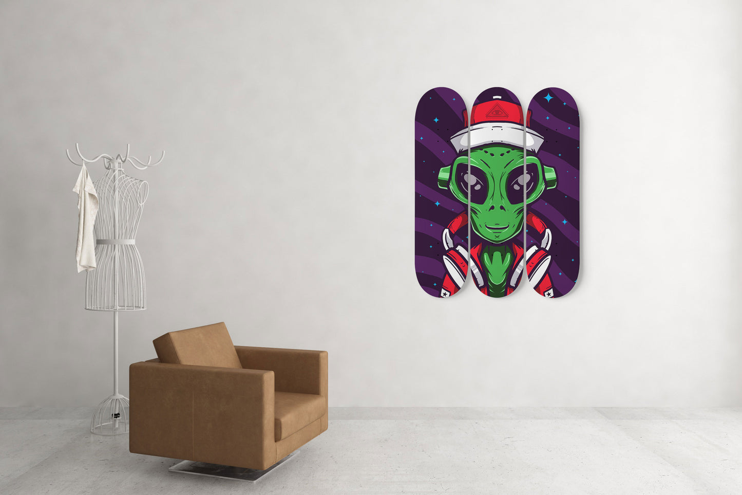 Galaxy Gaming 3 Deck Skateboard Wall Art: Level Up Your Space