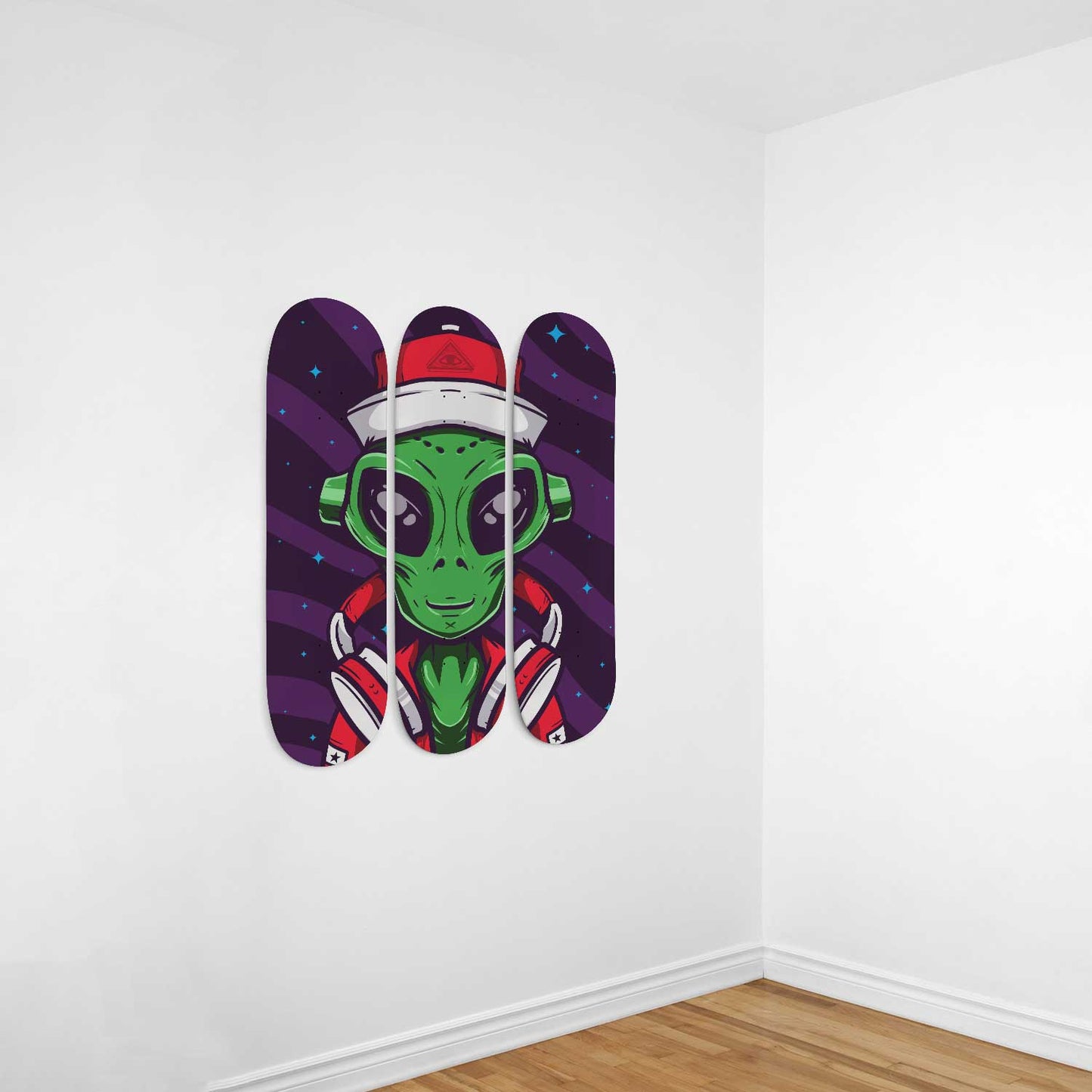 Galaxy Gaming 3 Deck Skateboard Wall Art: Level Up Your Space